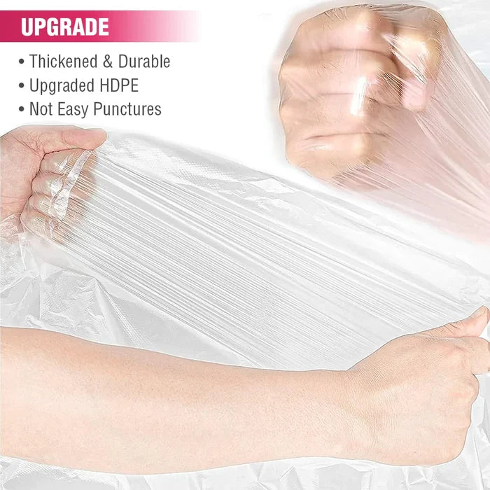 Someone checking the durability of the portable clear disposable bathtub bathing cover