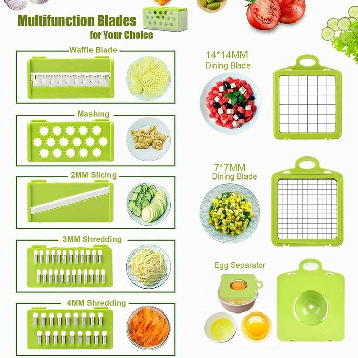 Blades Of 14 in 1 Vegetable Fruit Chopper Cutter.