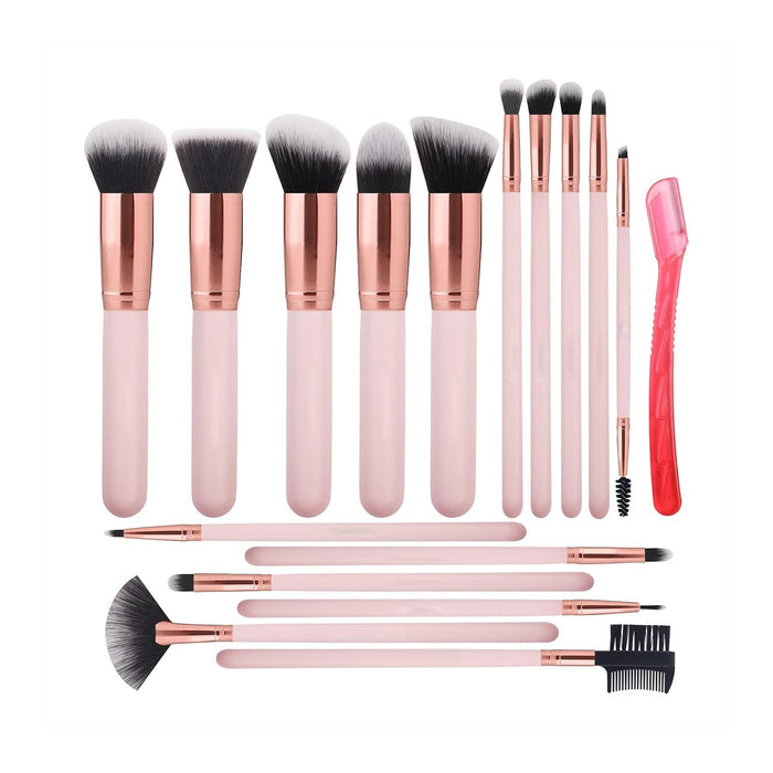 16Pcs Makeup Brushes Set Kit with Premium Synthetic Bristles and Eyebrow Razor