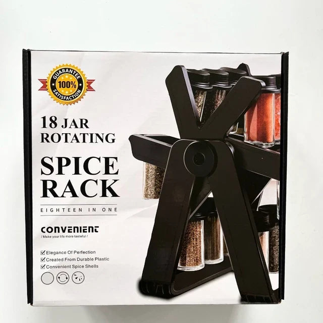 18 Jars Rotating Carousel Wheel Kitchen Spice Rack Organizer