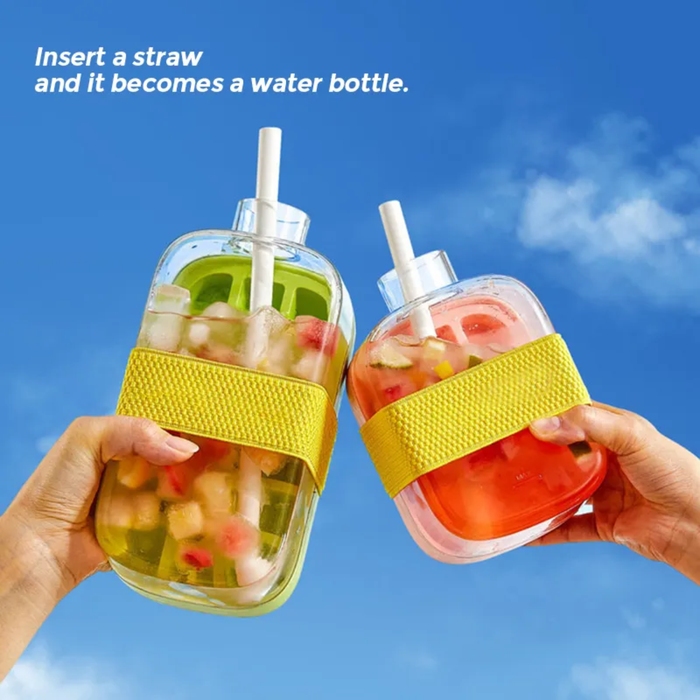 Two Persons are Holding  2 in 1 Ice Cube Maker Water Bottle.