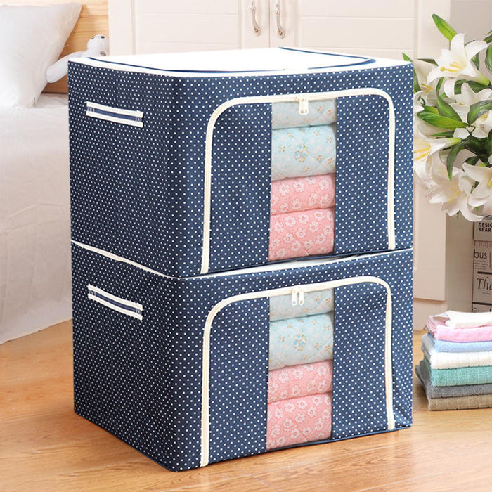 2 Pack 72L Foldable Cloth Storage Organizer Box, Large Capacity Wardrobe Organizer with Steel Frame Support!