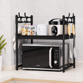 2-Tier Multifunctional Microwave Oven Storage Rack is Organized with Kitchen essentials and Appliances.