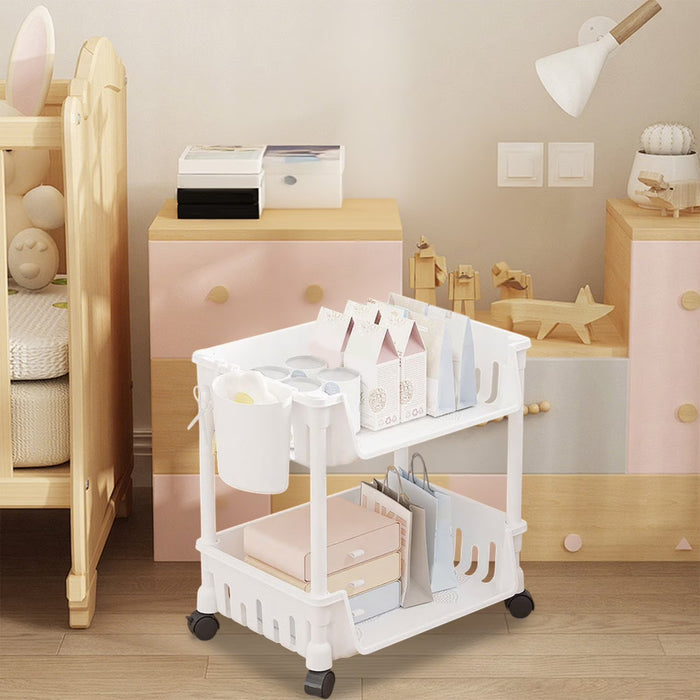 2 Tier Multifunctional Storage Rack organized with some baby essentials.