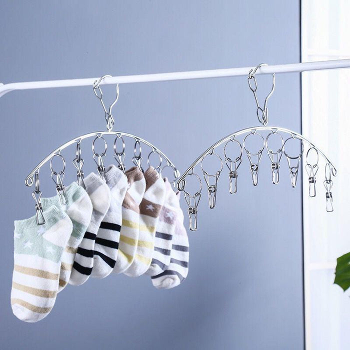 20 Clips Stainless Steel Clothes Drying Hanger,