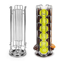 24 Coffee Pod Holder - Rotating Chrome Tower Storage Stand for Coffee Capsules