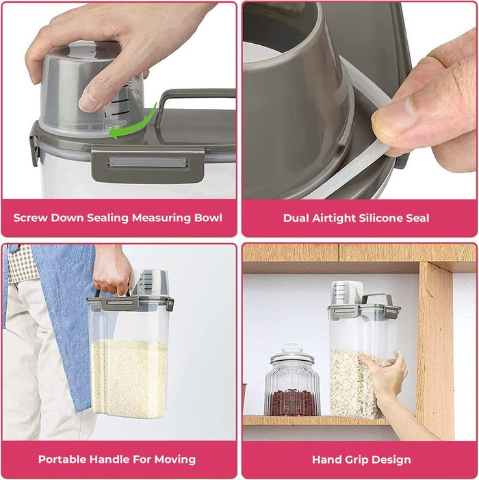 Different features of the 2.8L Airtight Rice Grain Storage Container Food Dispenser
