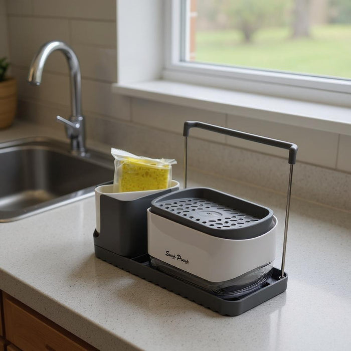 3-in-1 Soap Dispenser with Sponge Holder.