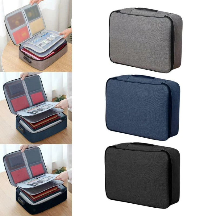 3 Layer Document Organizer File Bag with Safety Lock