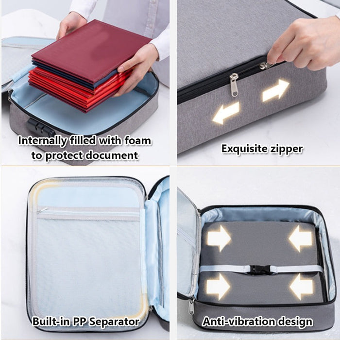 3 Layer Document Organizer File Bag with Safety Lock
