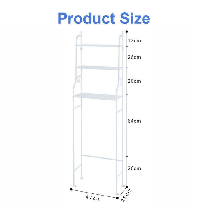 3 Layer Metal Toilet Storage Rack - White