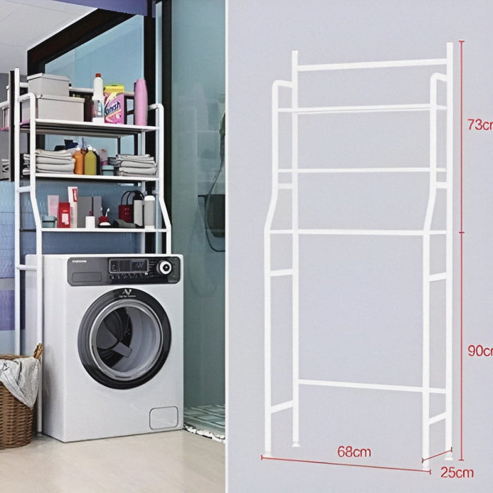 3 Layer Metal Washing Machine Storage Rack - White