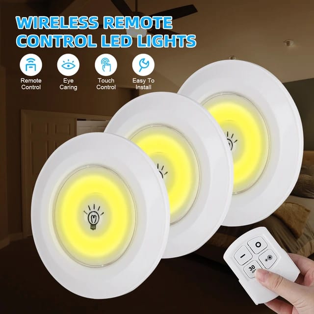3 Pcs Dimmable LED Under Cabinet Light with Remote Control.