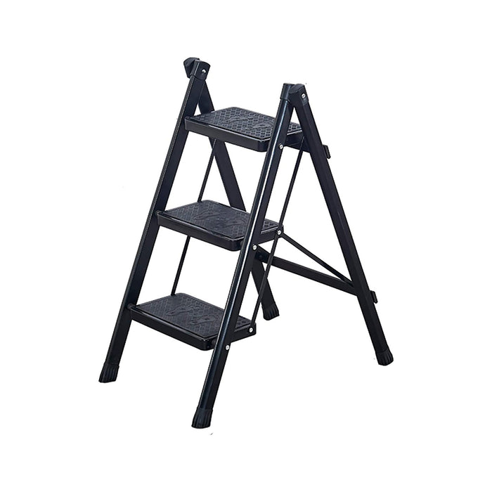 3-Step Stool Ladder with Wide Pedals, Folding Storage Shelf, Load 150 Kg