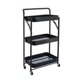 3-Tier Rolling Metal Storage Cart with three shelves on a white background