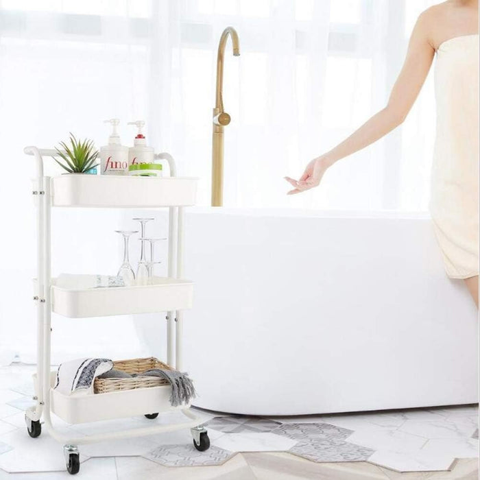 3-Tier Trolley Cart Organizer in shower area