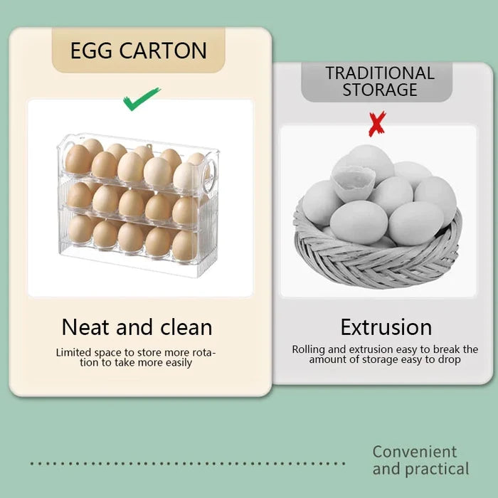 30 Eggs Space Saving Flip-type Egg Rack for Refrigerator