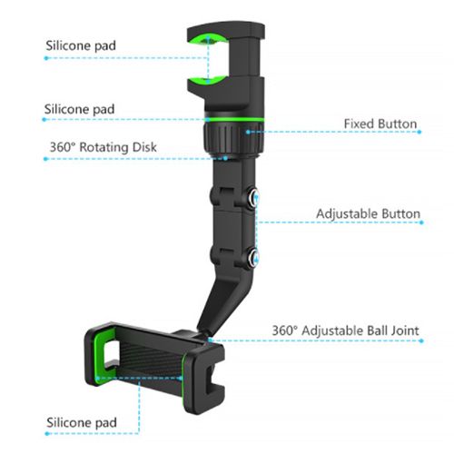 360° Adjustable Vehicle Mirror Mobile Phone Holder