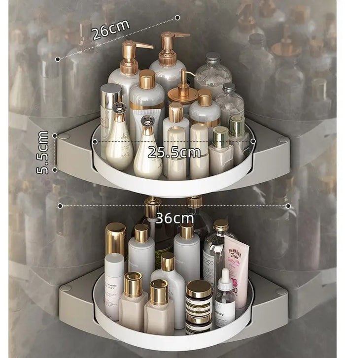 360° Rotatable Washroom and kitchen Corner Rack with its size