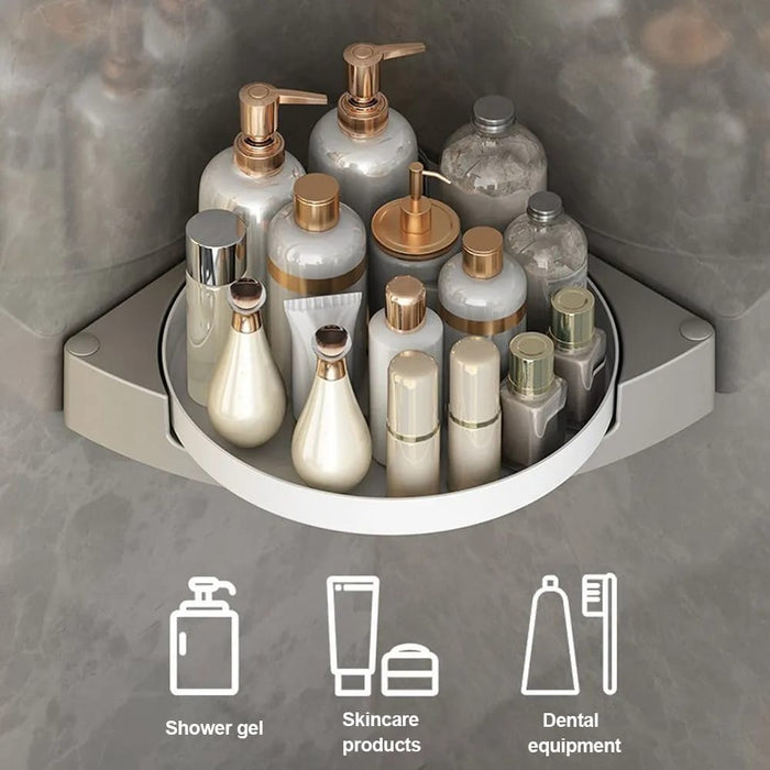 360° Rotatable Washroom and Kitchen Corner Rack placed on the wall