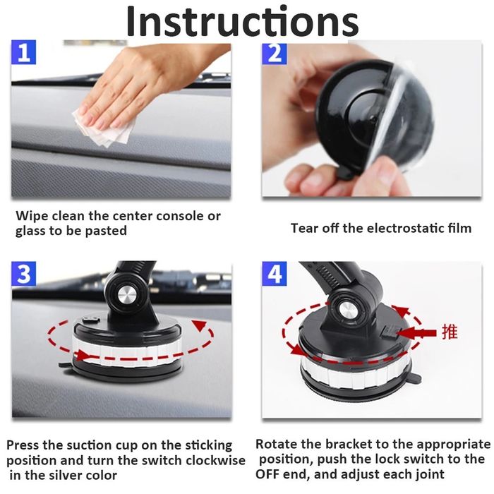 instruction how to use 360° Rotating Super Adsorption Adjustable Magnetic Car Phone Holder