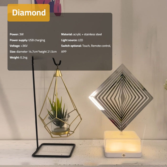 3D Rotating Night Light - Product features (Diamond shape)