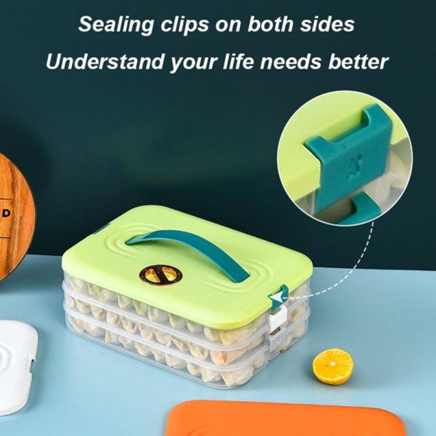 4 Layer Large Capacity Stackable Dumpling Snack Storage Box with Freshness Timer