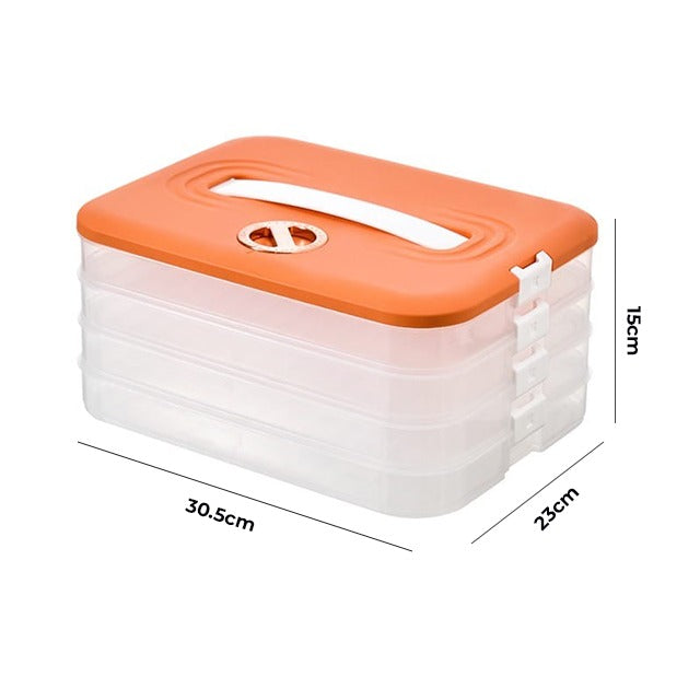 4 Layer Large Capacity Stackable Dumpling Snack Storage Box with Freshness Timer