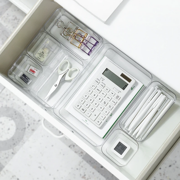 A  Storage Organizer Tray is Organized with Office Essentials.