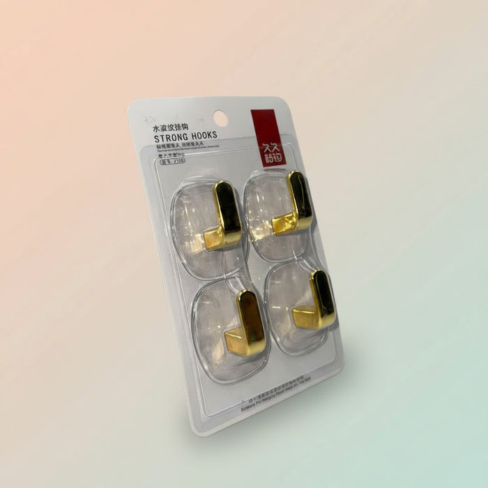 Package Of 4 Pcs Water Ripple Adhesive Wall Hook.