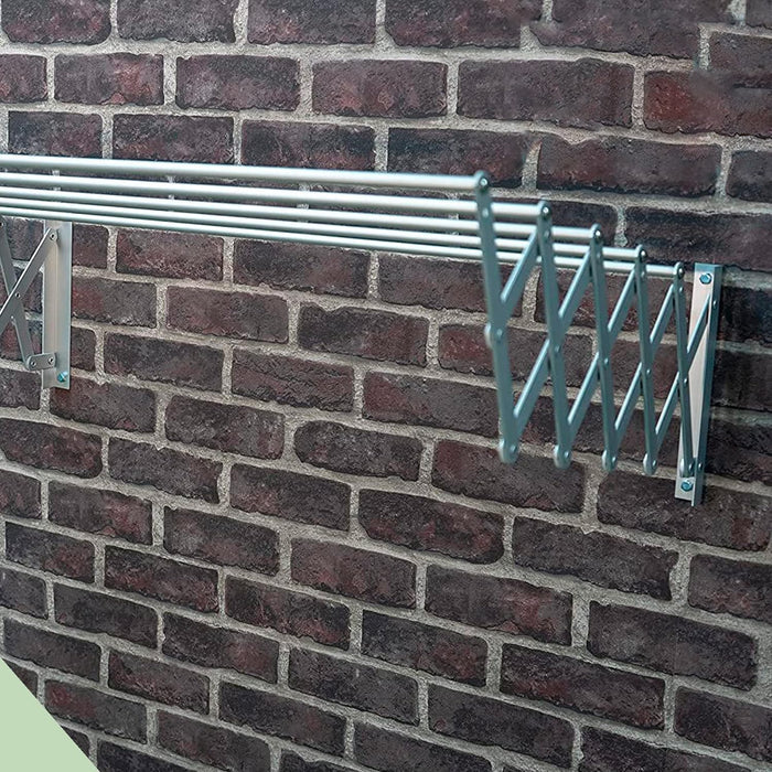 Wall-mounted 5-bar extendable clothes hanger on the wall