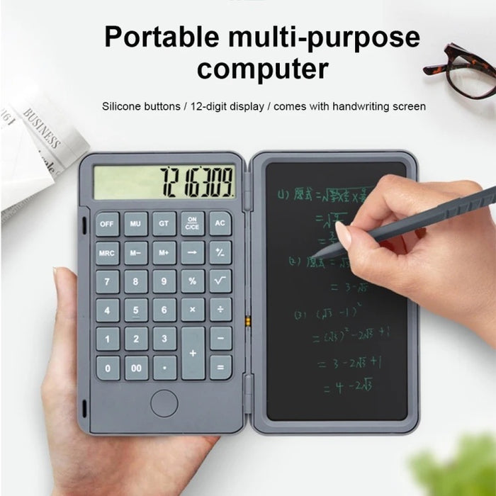 6 inches Handwriting Notepad Calculator, 12 Digits LCD Display with Stylus Pen, Erase Button, Lock Function, Gift for Kids