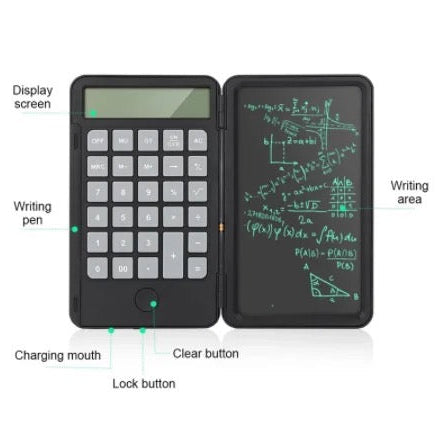 6 inches Handwriting Notepad Calculator, 12 Digits LCD Display with Stylus Pen, Erase Button, Lock Function, Gift for Kids