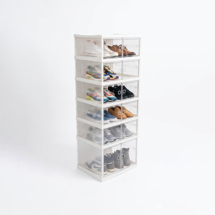6-Layer Foldable Shoe Storage Cabinet with Magnetic Doors – 12 Pair Capacity