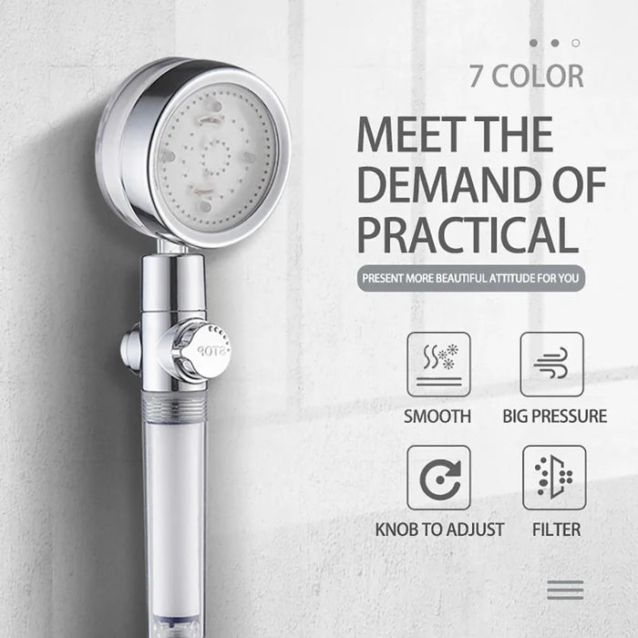 7 Color Handheld LED Shower Head Turbo Propeller Water Saving High-Pressure Shower Head with different features