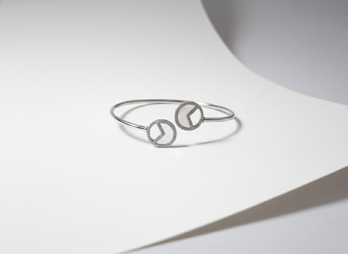925 Silver Eclipse Dual Circle Kada for Women | Adjustable Sterling Silver Bracelet