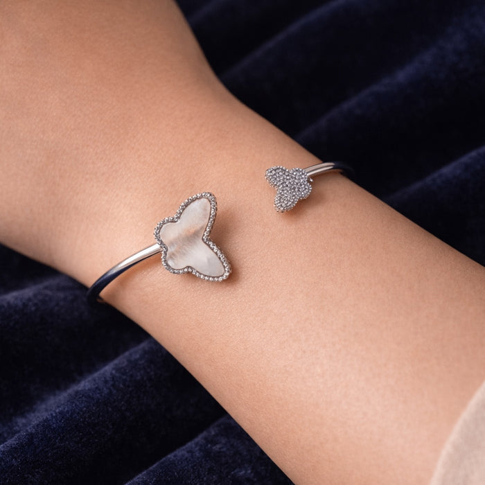 925 Sterling Silver Butterfly Open Kada for Women | Elegant Designer Silver Bracelet