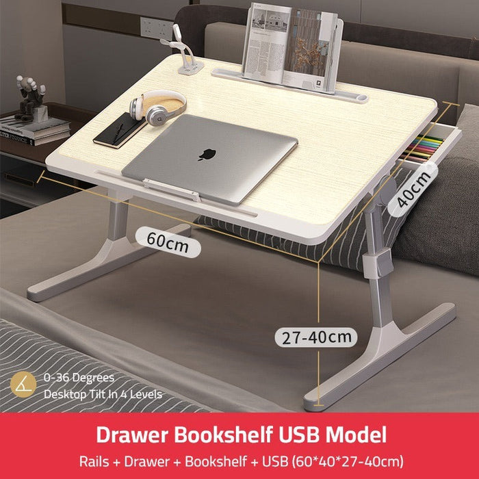 Adjustable Bed Laptop Table - Foldable Lifting Desk for Computer, Study, Reading, Work