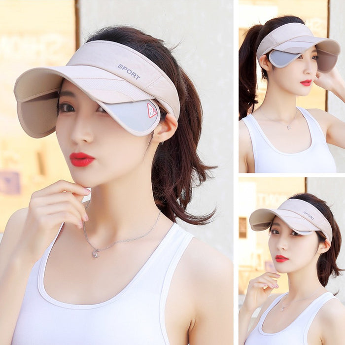 A Women is Wearing Adjustable Wide Brim Hat.