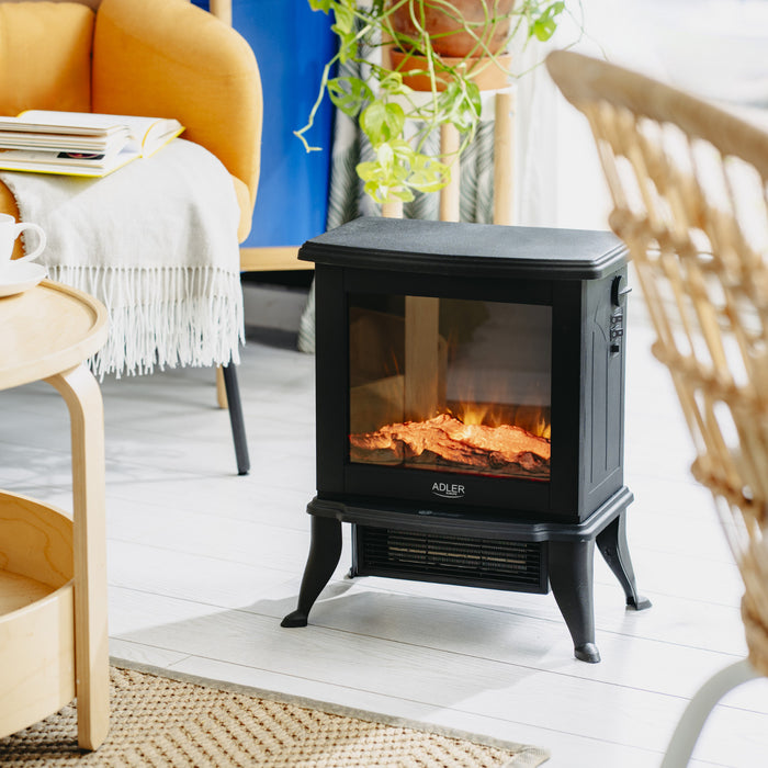 Adler electric fireplace, 2 heating levels, max power 1800W, thermostat, 3D flame effect, AD 7754