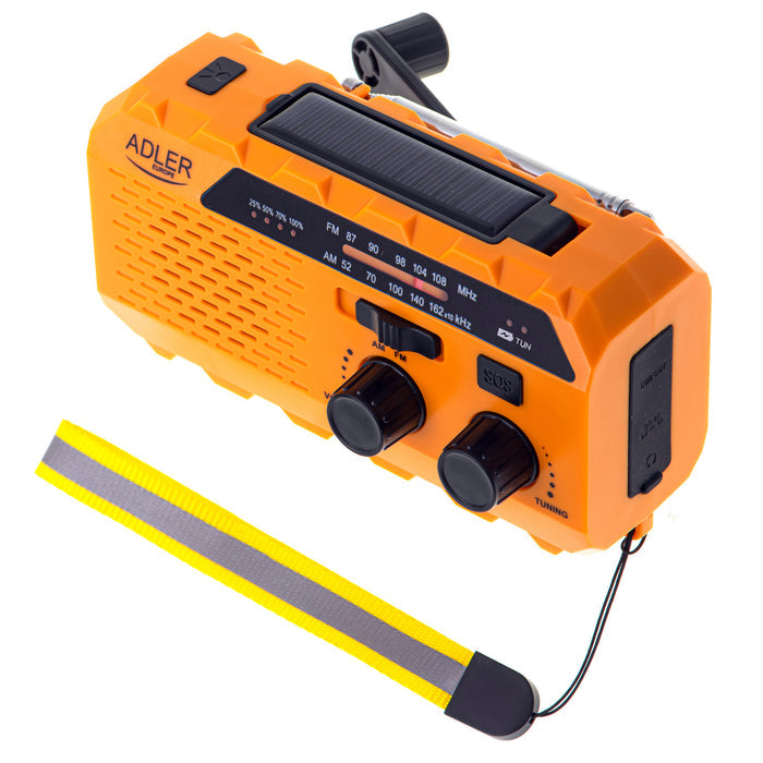 Adler solar radio, 1200 mAh battery, flashlight, hand crank, AD 1197