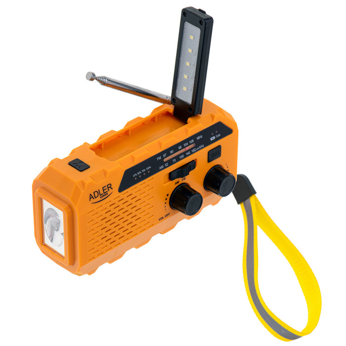 Adler solar radio, 1200 mAh battery, flashlight, hand crank, AD 1197