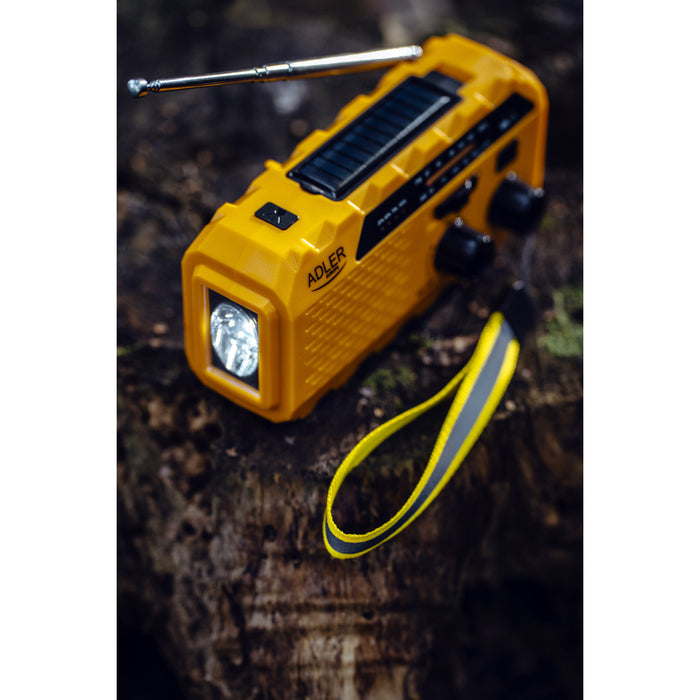 Adler solar radio, 1200 mAh battery, flashlight, hand crank, AD 1197
