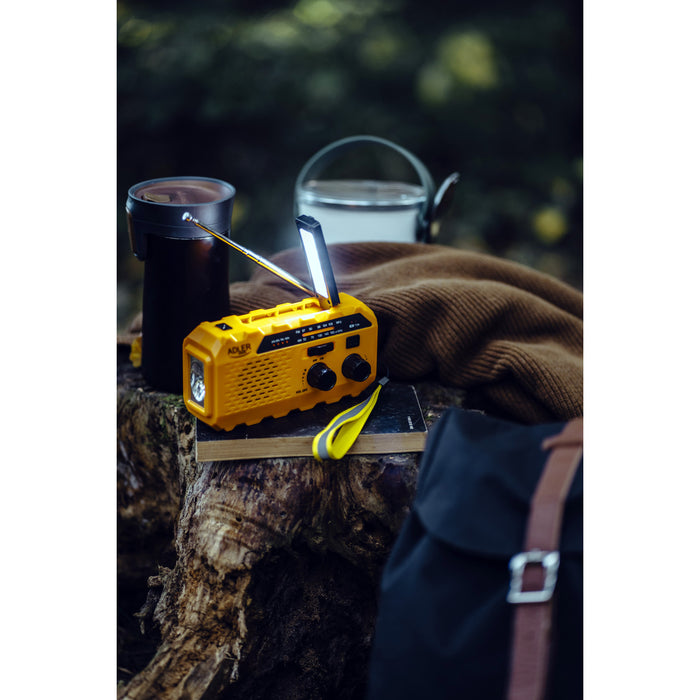Adler solar radio, 1200 mAh battery, flashlight, hand crank, AD 1197