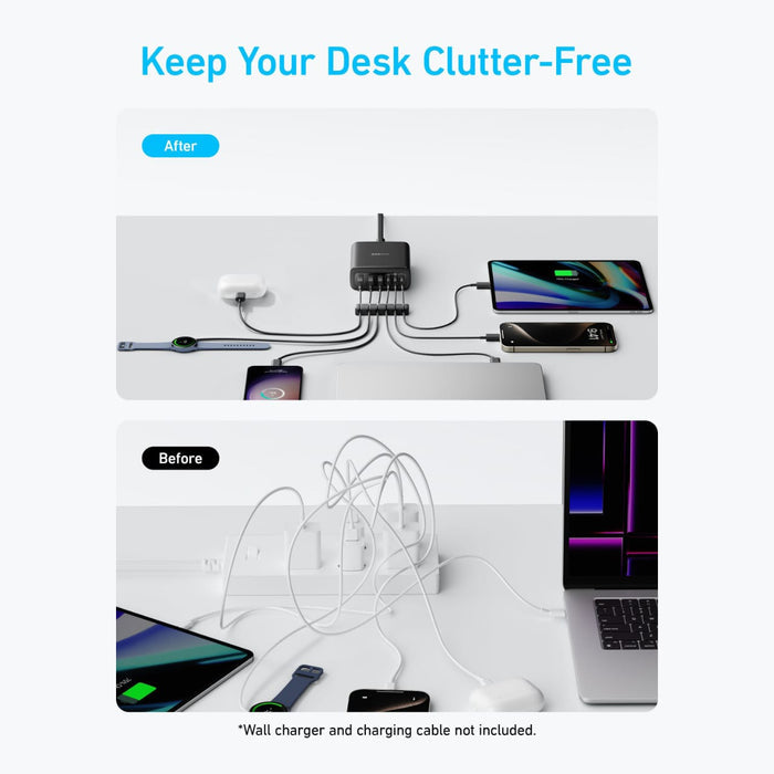Perfect for charging laptops, tablets, smartphones, earbuds, and smartwatches all at once with safe, ultra-fast performance.