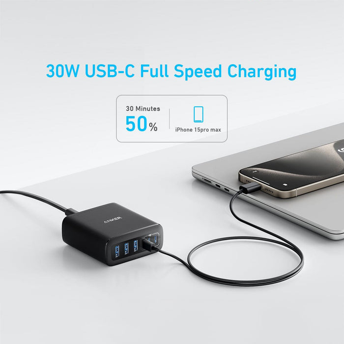 Mobile devices charging simultaneously using Anker 6-Port Multi-Device Fast Charger