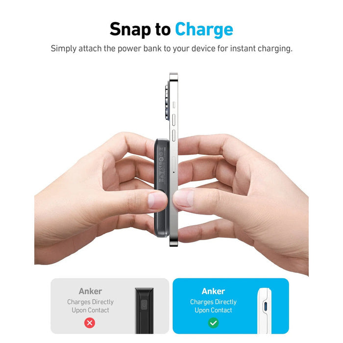 A Person is Attaching Anker MagGo 322 Power Bank on his Mobile Phone.