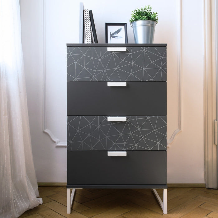 A tallboy with half the drawers covered with anthracite matte adhesive vinyl.