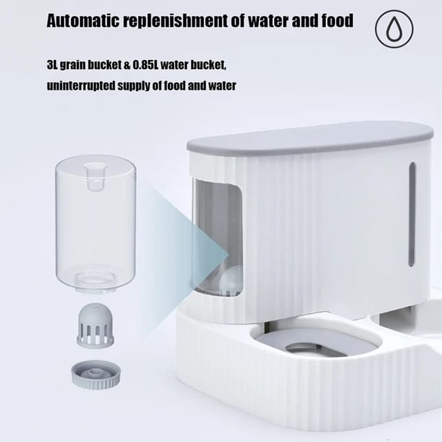The image exposes the water bucket in an  Automatic Pet Feeder & Water Dispenser by mentioning it's advantage