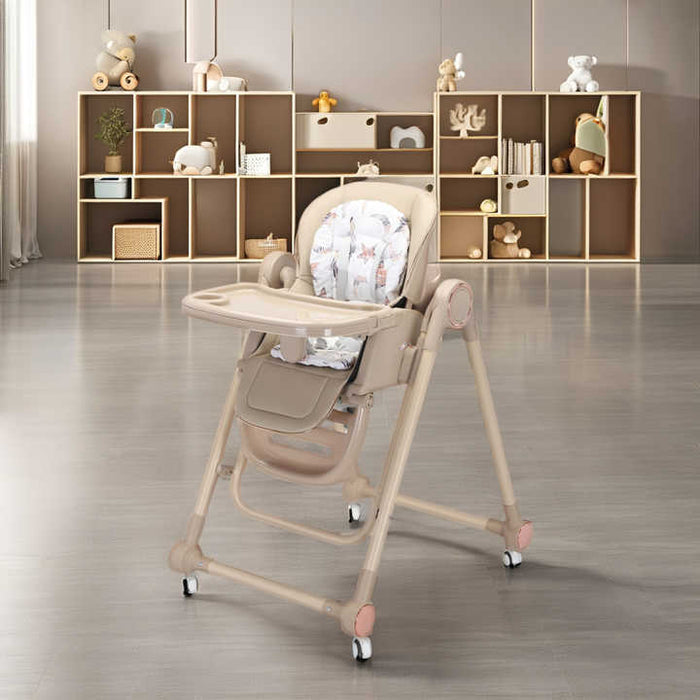 A Baby Feeding High Chair in Brown Color.